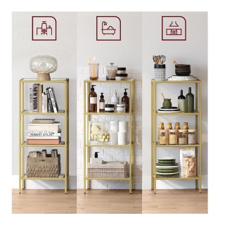 Μεταλλική Ραφιέρα με 4 Γυάλινα Ράφια 30 x 40 x 95 cm VASAGLE LGT28G Μεταλλική Ραφιέρα με 4 Γυάλινα Ράφια 30 x 40 x 95 cm VASAGLE LGT28G