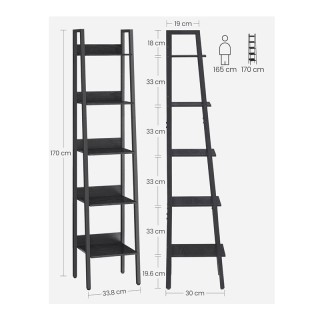 Μεταλλική Ραφιέρα με 5 Ξύλινα Ράφια 30 x 33.8 x 170 cm VASAGLE LLS1... Μεταλλική Ραφιέρα με 5 Ξύλινα Ράφια 30 x 33.8 x 170 cm VASAGLE LLS1...