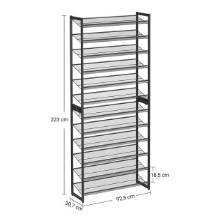 Μεταλλική Ρυθμιζόμενη Παπουτσοθήκη με 12 Ράφια 92.5 x 30.7 x 223 cm...