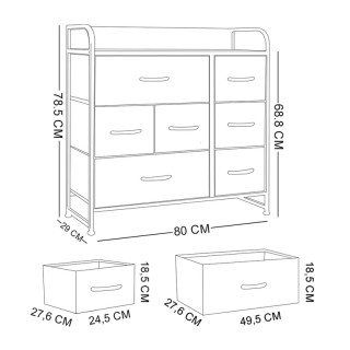 Μεταλλική Συρταριέρα με 7 Υφασμάτινα Συρτάρια 80 x 29 x 78.5 cm Χρώ...
