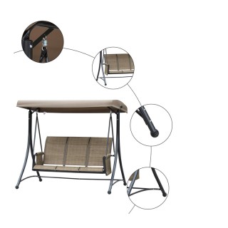 Μεταλλική Τριθέσια Κούνια Εξωτερικού Χώρου με Σκίαστρο 196 x 128 x ...