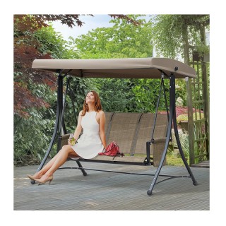 Μεταλλική Τριθέσια Κούνια Εξωτερικού Χώρου με Σκίαστρο 196 x 128 x ...