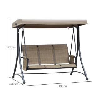 Μεταλλική Τριθέσια Κούνια Εξωτερικού Χώρου με Σκίαστρο 196 x 128 x ...