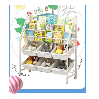 Μεταλλική Τροχήλατη Παιδική Βιβλιοθήκη με 3 Ράφια και 6 Καλάθια 93 ... Μεταλλική Τροχήλατη Παιδική Βιβλιοθήκη με 3 Ράφια και 6 Καλάθια 93 ...