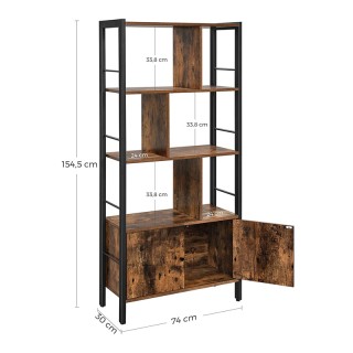 Μεταλλική Βιβλιοθήκη με 4 Ράφια και 1 Ντουλάπι 74 x 30 x 154.5 cm V... Μεταλλική Βιβλιοθήκη με 4 Ράφια και 1 Ντουλάπι 74 x 30 x 154.5 cm V...