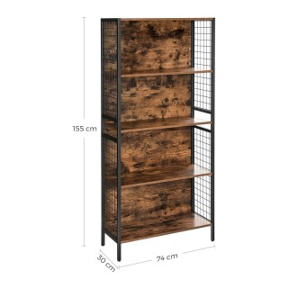 Μεταλλική Βιβλιοθήκη με 4 Ράφια και 4 Άγκιστρα 74 x 30 x 155 cm VAS...