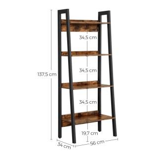 Μεταλλική Βιβλιοθήκη με 4 Ξύλινα Ράφια 56 x 34 x 137.5 cm VASAGLE L...