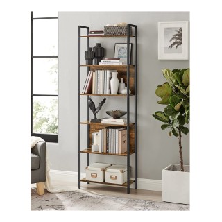 Μεταλλική Βιβλιοθήκη με 6 Ξύλινα Ράφια 60 x 24 x 186 cm VASAGLE LLS... Μεταλλική Βιβλιοθήκη με 6 Ξύλινα Ράφια 60 x 24 x 186 cm VASAGLE LLS...
