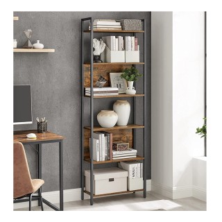 Μεταλλική Βιβλιοθήκη με 6 Ξύλινα Ράφια 60 x 24 x 186 cm VASAGLE LLS... Μεταλλική Βιβλιοθήκη με 6 Ξύλινα Ράφια 60 x 24 x 186 cm VASAGLE LLS...