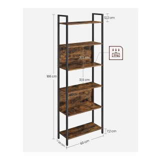 Μεταλλική Βιβλιοθήκη με 6 Ξύλινα Ράφια 60 x 24 x 186 cm VASAGLE LLS... Μεταλλική Βιβλιοθήκη με 6 Ξύλινα Ράφια 60 x 24 x 186 cm VASAGLE LLS...