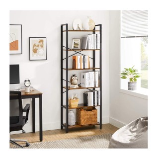 Μεταλλική Βιβλιοθήκη με 6 Ξύλινα Ράφια 66 x 30 x 186 cm VASAGLE LLS... Μεταλλική Βιβλιοθήκη με 6 Ξύλινα Ράφια 66 x 30 x 186 cm VASAGLE LLS...