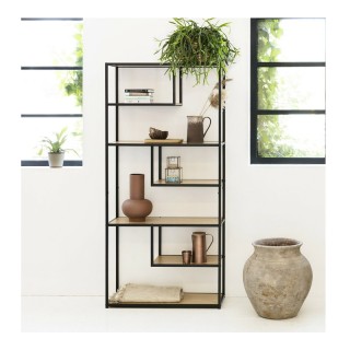 Μεταλλική Βιβλιοθήκη με 7 Ξύλινα Ράφια 82 x 34 x 175 cm Χρώματος Κα... Μεταλλική Βιβλιοθήκη με 7 Ξύλινα Ράφια 82 x 34 x 175 cm Χρώματος Κα...