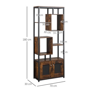 Μεταλλική Βιβλιοθήκη με 8 Ράφια και 2 Ντουλάπια 70 x 30 x 180 cm HO... Μεταλλική Βιβλιοθήκη με 8 Ράφια και 2 Ντουλάπια 70 x 30 x 180 cm HO...