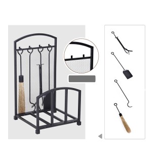 Μεταλλική Ξυλιέρα Τζακιού με Αξεσουάρ 39 x 39 x 68 cm HOMCOM 820-160