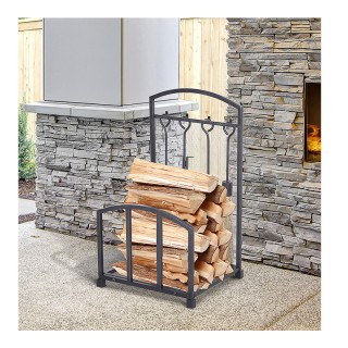 Μεταλλική Ξυλιέρα Τζακιού με Αξεσουάρ 39 x 39 x 68 cm HOMCOM 820-160