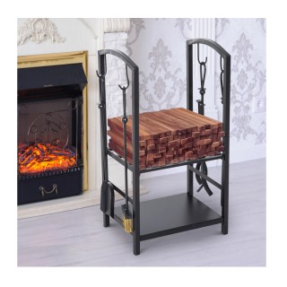 Μεταλλική Ξυλιέρα Τζακιού με Αξεσουάρ HOMCOM 820-143 Μεταλλική Ξυλιέρα Τζακιού με Αξεσουάρ HOMCOM 820-143