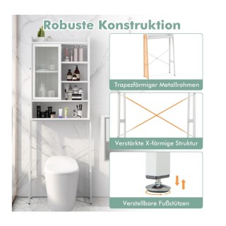 Μεταλλική/Ξύλινη Εταζέρα Μπάνιου 63 x 29 x 170 cm Costway BA7856WH