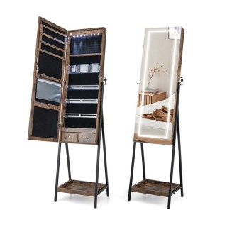 Μεταλλική/Ξύλινη Κοσμηματοθήκη - Μπιζουτιέρα με Ολόσωμο Καθρέπτη κα...