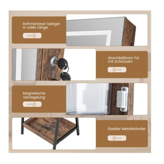 Μεταλλική/Ξύλινη Κοσμηματοθήκη - Μπιζουτιέρα με Ολόσωμο Καθρέπτη κα...