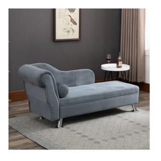 Μεταλλικό Ανάκλιντρο με Στρογγυλό Μαξιλάρι 160 x 56 x 75 cm Χρώματο... Μεταλλικό Ανάκλιντρο με Στρογγυλό Μαξιλάρι 160 x 56 x 75 cm Χρώματο...