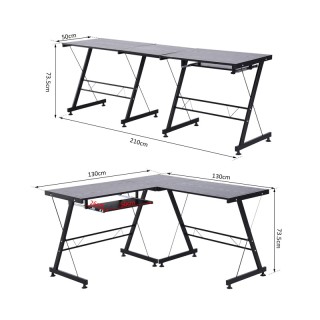 Μεταλλικό Γωνιακό Γραφείο με Θέση για Πληκτρολόγιο 130 x 130 x 73.5...