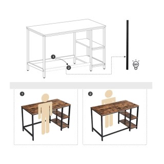 Μεταλλικό Γραφείο με 2 Ράφια 120 x 60 x 75 cm VASAGLE LWD47X Μεταλλικό Γραφείο με 2 Ράφια 120 x 60 x 75 cm VASAGLE LWD47X