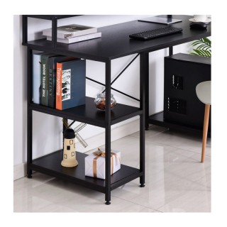 Μεταλλικό Γραφείο με Θέση για Υπολογιστή και 3 Ράφια 140 x 60 x 93 ...