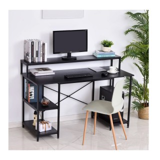 Μεταλλικό Γραφείο με Θέση για Υπολογιστή και 3 Ράφια 140 x 60 x 93 ...