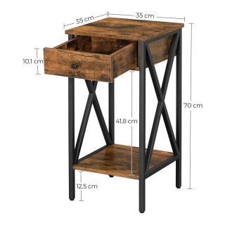 Μεταλλικό - Ξύλινο Κομοδίνο με 1 Συρτάρι και 1 Ράφι 35 x 35 x 70 cm... Μεταλλικό - Ξύλινο Κομοδίνο με 1 Συρτάρι και 1 Ράφι 35 x 35 x 70 cm...