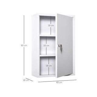 Μεταλλικό Ντουλάπι Φαρμακείου από Ατσάλι 40 x 18 x 60 cm Kleankin 8... Μεταλλικό Ντουλάπι Φαρμακείου από Ατσάλι 40 x 18 x 60 cm Kleankin 8...