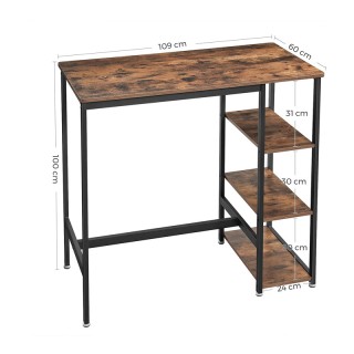 Μεταλλικό Ορθογώνιο Τραπέζι - Bar με 3 Ράφια 109 x 60 x 100 cm VASA...