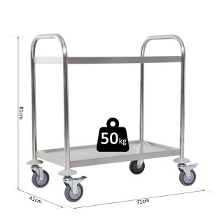 Μεταλλικό Τρόλεϊ Κουζίνας από Ανοξείδωτο Ατσάλι με 2 Ράφια 71 x 41 ...