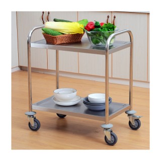 Μεταλλικό Τρόλεϊ Κουζίνας από Ανοξείδωτο Ατσάλι με 2 Ράφια 71 x 41 ... Μεταλλικό Τρόλεϊ Κουζίνας από Ανοξείδωτο Ατσάλι με 2 Ράφια 71 x 41 ...