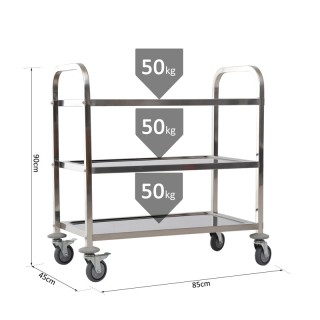 Μεταλλικό Τρόλεϊ Κουζίνας από Ανοξείδωτο Ατσάλι με 3 Ράφια 85 x 45 ... Μεταλλικό Τρόλεϊ Κουζίνας από Ανοξείδωτο Ατσάλι με 3 Ράφια 85 x 45 ...