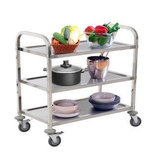 Μεταλλικό Τρόλεϊ Κουζίνας από Ανοξείδωτο Ατσάλι με 3 Ράφια 85 x 45 ... Μεταλλικό Τρόλεϊ Κουζίνας από Ανοξείδωτο Ατσάλι με 3 Ράφια 85 x 45 ...