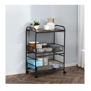 Μεταλλικό Τρόλεϊ Κουζίνας με 1 Ράφι και 2 Καλάθια 60 x 38 x 85.5 cm... Μεταλλικό Τρόλεϊ Κουζίνας με 1 Ράφι και 2 Καλάθια 60 x 38 x 85.5 cm...