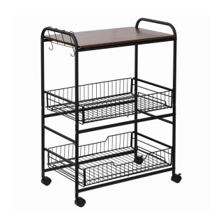 Μεταλλικό Τρόλεϊ Κουζίνας με 1 Ράφι και 2 Καλάθια 60 x 38 x 85.5 cm... Μεταλλικό Τρόλεϊ Κουζίνας με 1 Ράφι και 2 Καλάθια 60 x 38 x 85.5 cm...