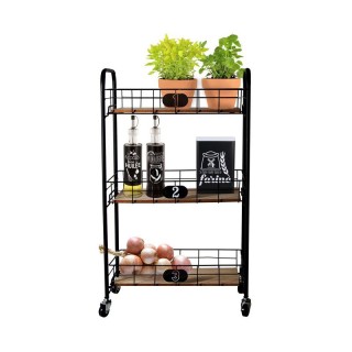 Μεταλλικό Τρόλεϊ Κουζίνας με 3 Ξύλινα Ράφια 48 x 79.2 x 23 cm Home ...