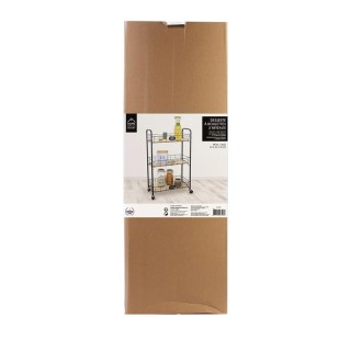 Μεταλλικό Τρόλεϊ Κουζίνας με 3 Ξύλινα Ράφια 48 x 79.2 x 23 cm Home ...