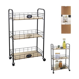 Μεταλλικό Τρόλεϊ Κουζίνας με 3 Ξύλινα Ράφια 48 x 79.2 x 23 cm Home ...