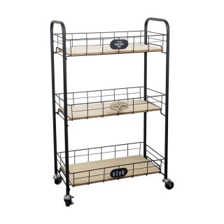 Μεταλλικό Τρόλεϊ Κουζίνας με 3 Ξύλινα Ράφια 48 x 79.2 x 23 cm Home ... Μεταλλικό Τρόλεϊ Κουζίνας με 3 Ξύλινα Ράφια 48 x 79.2 x 23 cm Home ...