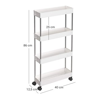 Μεταλλικό Τρόλεϊ Κουζίνας με 4 Ράφια 40 x 12.5 x 86 cm Songmics KSC...