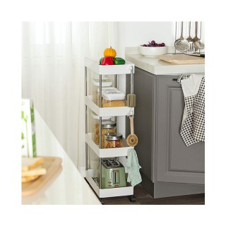 Μεταλλικό Τρόλεϊ Κουζίνας με 4 Ράφια 40 x 22 x 86 cm Songmics KSC10WT Μεταλλικό Τρόλεϊ Κουζίνας με 4 Ράφια 40 x 22 x 86 cm Songmics KSC10WT