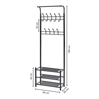 Μεταλλικό Έπιπλο Εισόδου με 3 Ράφια και 9 Κρεμάστρες 66 x 28 x 190 ... Μεταλλικό Έπιπλο Εισόδου με 3 Ράφια και 9 Κρεμάστρες 66 x 28 x 190 ...
