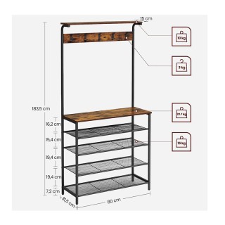 Μεταλλικό Έπιπλο Εισόδου με 5 Ράφια και 5 Κρεμάστρες 80 x 31.5 x 18... Μεταλλικό Έπιπλο Εισόδου με 5 Ράφια και 5 Κρεμάστρες 80 x 31.5 x 18...