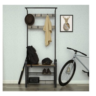 Μεταλλικό Έπιπλο Εισόδου Vintage με 3 Ράφια και 9 Κρεμάστρες 72 x 1...