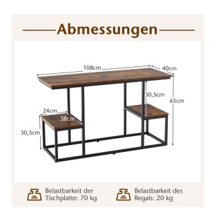 Μεταλλικό Έπιπλο Τηλεόρασης 108 x 40 x 65 cm Costway JV11602CF