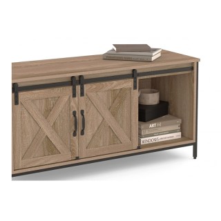 Μεταλλικό Έπιπλο Τηλεόρασης με 2 Ξύλινα Ντουλάπια και 2 Ράφια 113 x... Μεταλλικό Έπιπλο Τηλεόρασης με 2 Ξύλινα Ντουλάπια και 2 Ράφια 113 x...