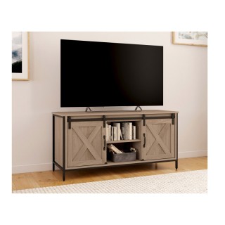 Μεταλλικό Έπιπλο Τηλεόρασης με 2 Ξύλινα Ντουλάπια και 2 Ράφια 113 x... Μεταλλικό Έπιπλο Τηλεόρασης με 2 Ξύλινα Ντουλάπια και 2 Ράφια 113 x...
