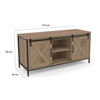 Μεταλλικό Έπιπλο Τηλεόρασης με 2 Ξύλινα Ντουλάπια και 2 Ράφια 113 x... Μεταλλικό Έπιπλο Τηλεόρασης με 2 Ξύλινα Ντουλάπια και 2 Ράφια 113 x...